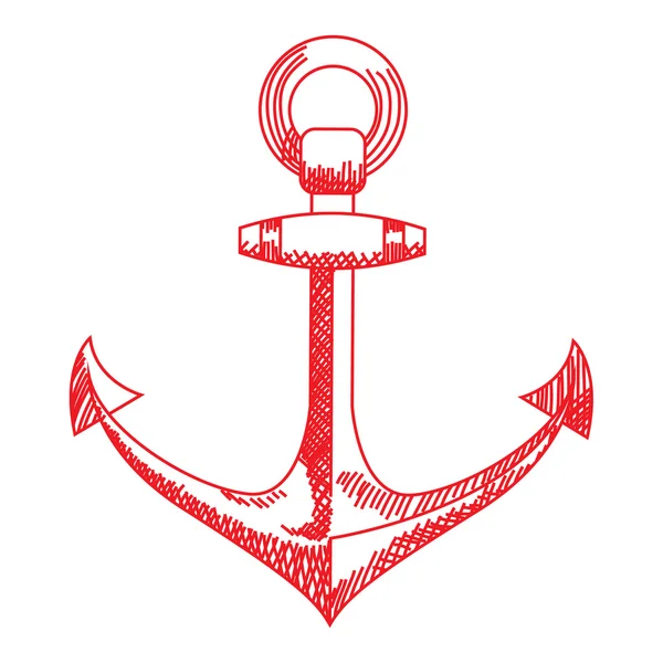 Anchor icon. Nautical vector isolated white, red — Stock Vector