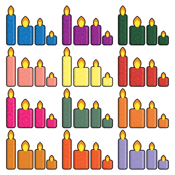 Набор рождественских икон свечи в упрощенном стиле вектора . — стоковый вектор