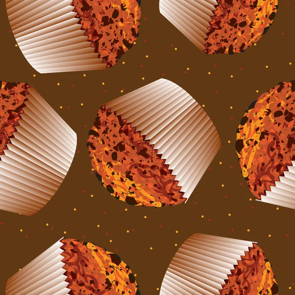 Fond sans couture avec des cupcakes — Image vectorielle