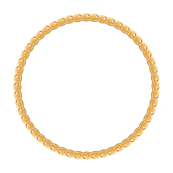 Round frame vector - gold chain on the white background — Stock Vector