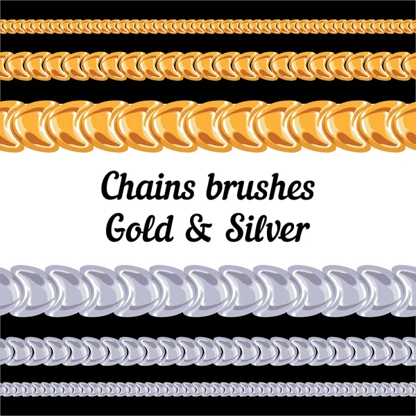 Chains metal brushes - gold and silver. — Stock Vector