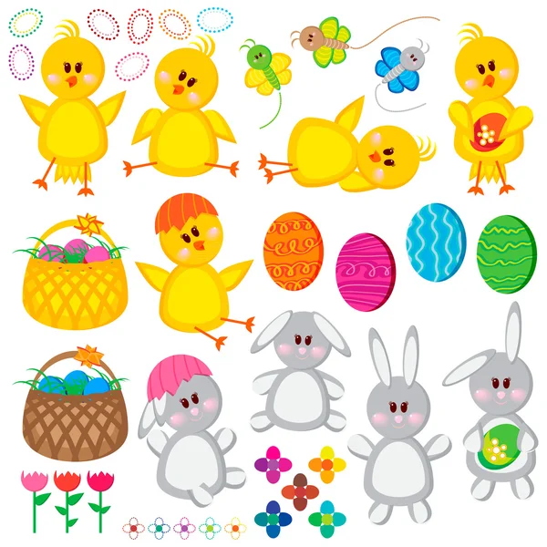 Conjunto de elementos de Pascua para su diseño . — Vector de stock