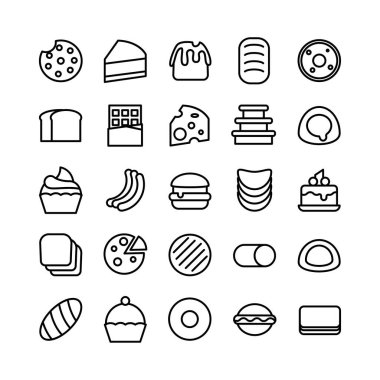 Web sitesi, mobil uygulama, sunum ve sosyal medya için Kek ve Ekmek simgesi vektör satırı. Kullanıcı arayüzü ve kullanıcı deneyimi için uygun.