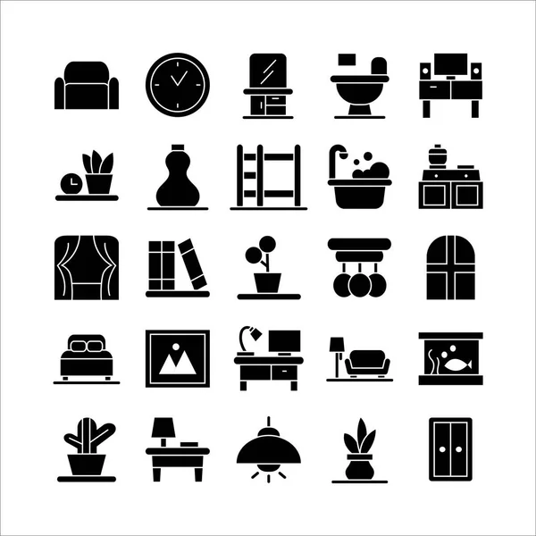 Home Living Icon Set Vector Solid Website Aplikacja Mobilna Prezentacja — Wektor stockowy