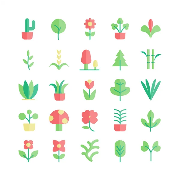 Plant Icon Set Vector Flat Website Mobile App Παρουσίαση Social — Διανυσματικό Αρχείο