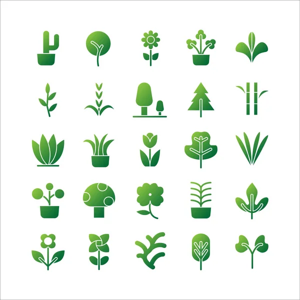 Plantenpictogram Set Vectorgradiënt Voor Website Mobiele App Presentatie Sociale Media — Stockvector