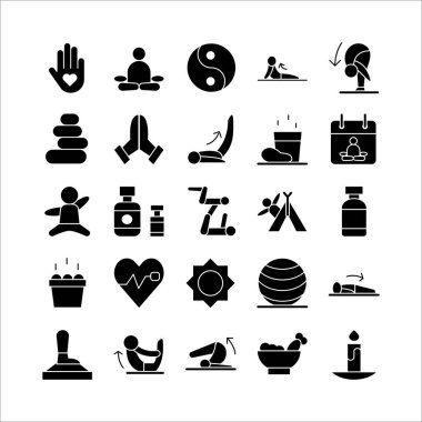 Web sitesi, mobil uygulama, sunum, sosyal medya için yoga simgesi belirleme vektörü.