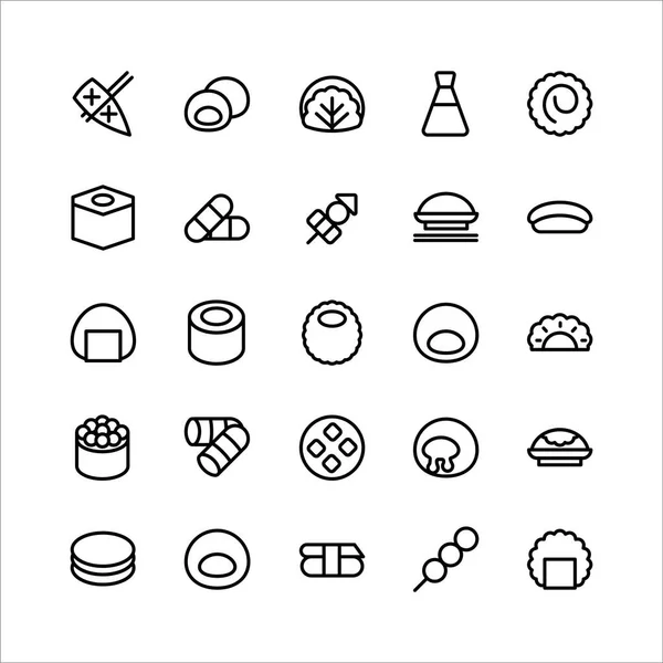 Icono Comida Japonesa Establecer Línea Vectorial Para Sitio Web Aplicación — Archivo Imágenes Vectoriales