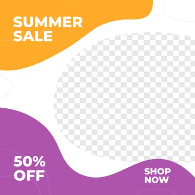 Yaz indirimli kaynak tasarımı sosyal medya gönderim şablonu