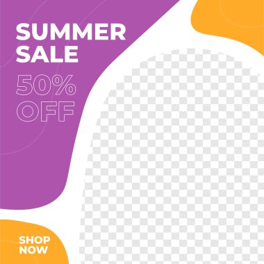 Yaz indirimli kaynak tasarımı sosyal medya gönderim şablonu