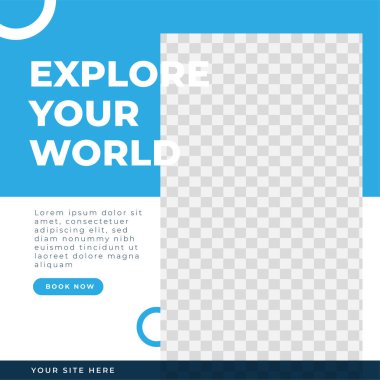 Seyahat eden macera besleme tasarımı sosyal medya gönderme şablonu