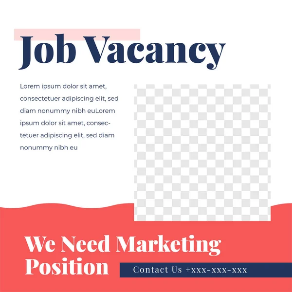 Job Vacancy Feed Design Social Media Post Template —  Vetores de Stock