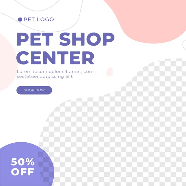 Pet Shop Pet Care Feed Design Social Media Post Template — Stock Vector