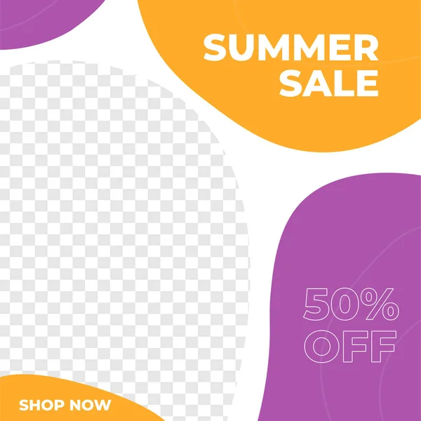Summer Sale Discount Feed Design Social Media Post Template — Stock Vector