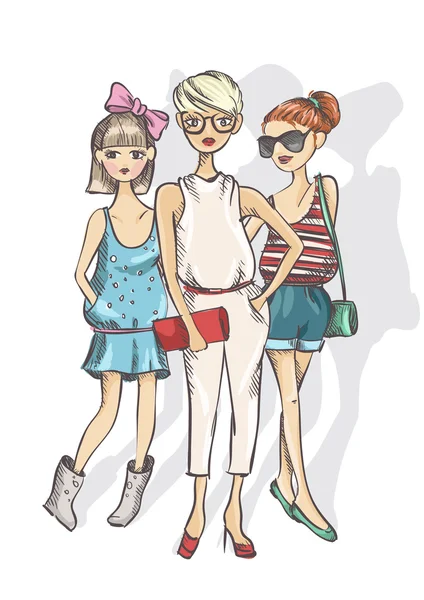 Trzy dziewczyny moda Ilustracje Stockowe bez tantiem