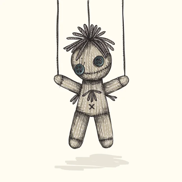 Straszne lalki voodoo w stylu szkic Grafika Wektorowa
