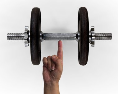 bir parmak üzerinde halter