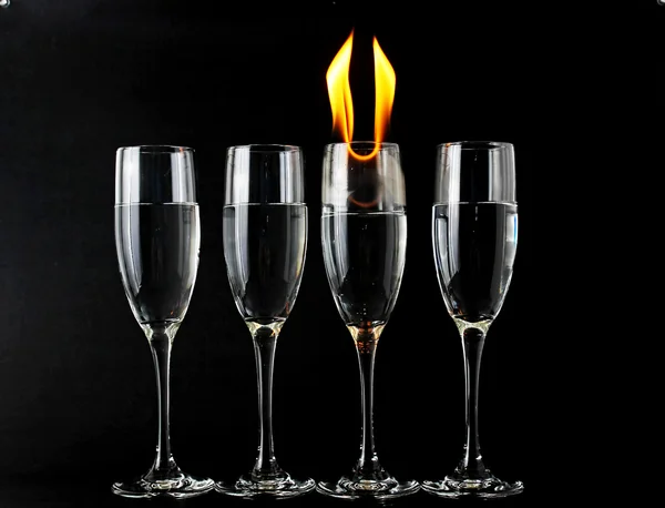 Glass on fire — Stock Photo, Image