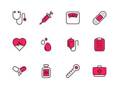 Tıbbî ikon seti, ana hatlarıyla dolu. Her amaca uygun..