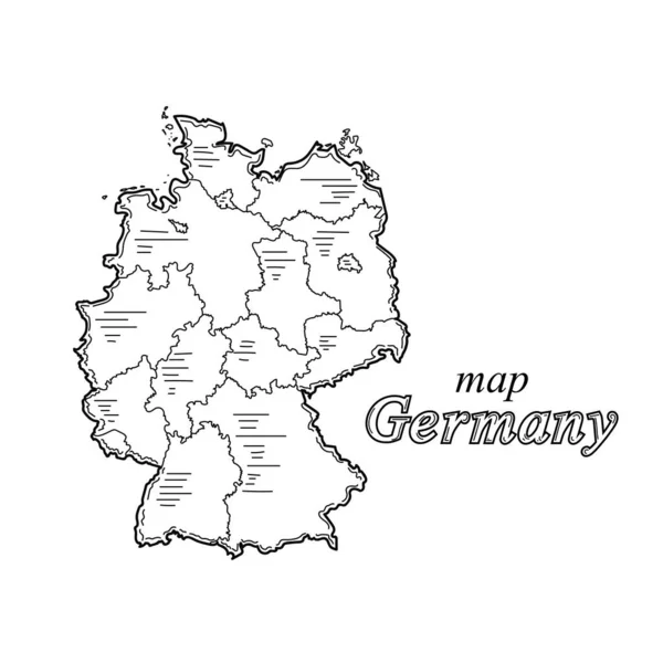 Zeichnung Stich Tusche Linienzeichnung Vektorillustration Deutschland Hochdetaillierte Kartenskizze Silhouette Auf — Stockvektor
