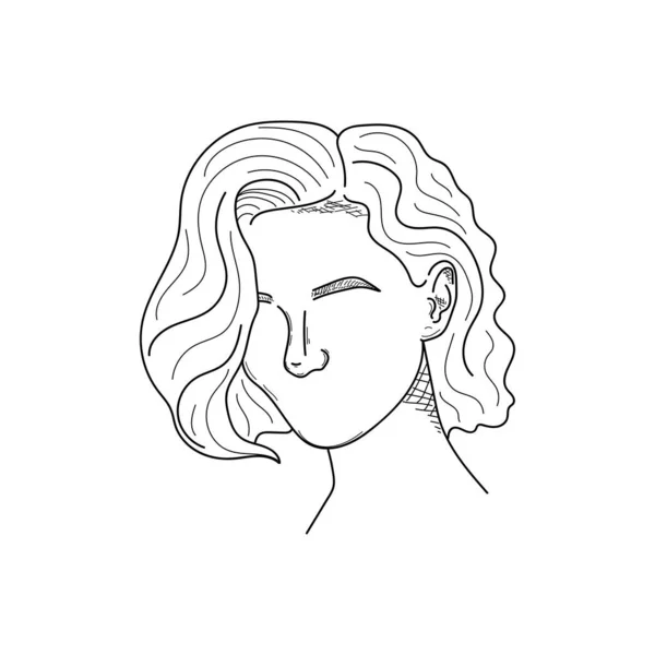 Dibujo Grabado Tinta Arte Línea Ilustración Vectorial Hermosa Mujer Chica — Archivo Imágenes Vectoriales