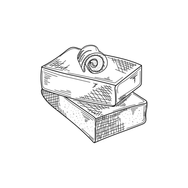 Kresba Rytí Inkoust Line Art Vektorová Ilustrace Čerstvé Řezání Másla — Stockový vektor