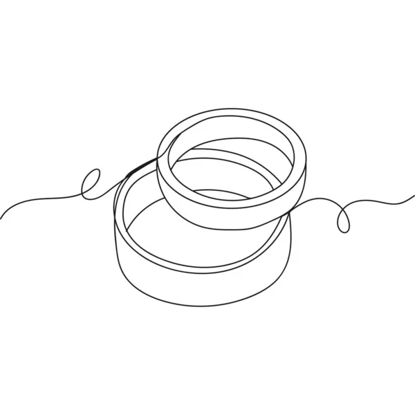 Continu Een Lijn Tekening Van Mooie Moderne Trouwringen Silhouet Een — Stockvector