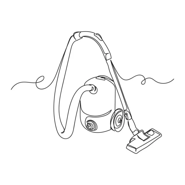 Dessin Continu Une Ligne Aspirateur Silhouette Sur Fond Blanc Stylisé — Image vectorielle