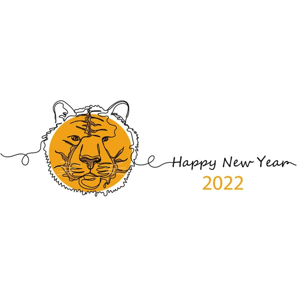 Непрерывный Однострочный Рисунок Символа Головы Тигра Новым 2022 Годом Силуэтом — стоковый вектор