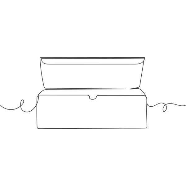 Непрерывный Однолинейный Рисунок Коробки Силуэтом Белом Фоне Линейная Стилизация — стоковый вектор