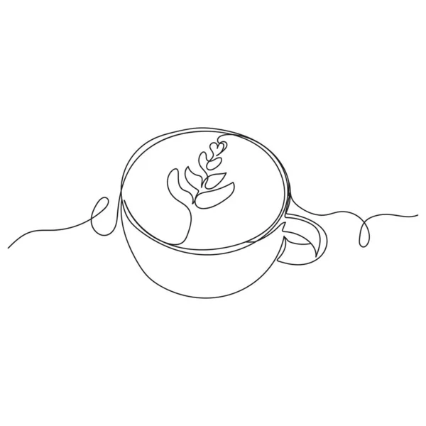 Beyaz Arka Planda Sıcak Latte Bardakta Siluet Çizilmeye Devam Ediyor — Stok Vektör