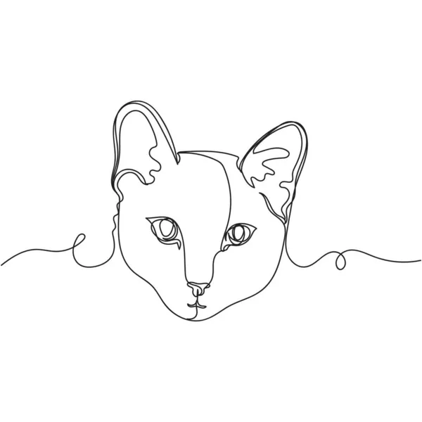 Συνεχής Μία Γραμμή Σχέδιο Του Κεφαλιού Πρόσωπο Γάτα Γατούλα Σιλουέτα — Διανυσματικό Αρχείο