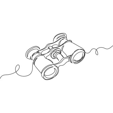 Beyaz arka planda silüet halinde tek sıra halinde dürbün tiyatrosu. Doğrusal biçimlendirilmiş.