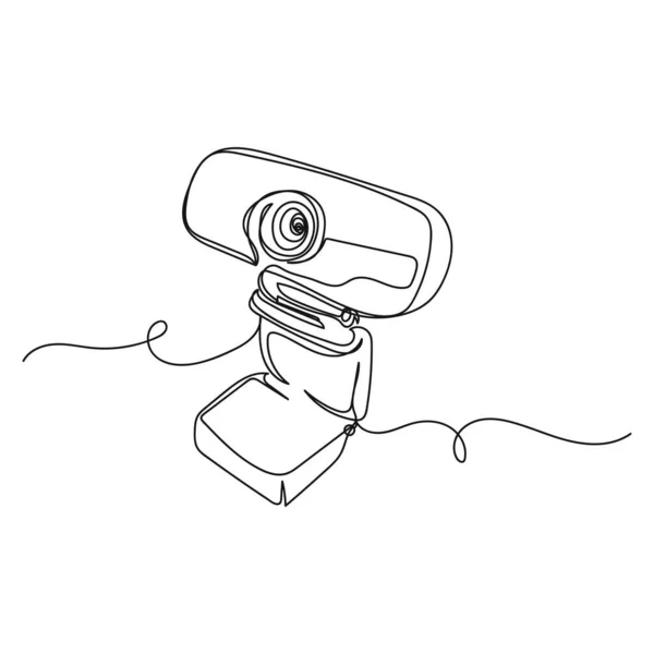 Непрерывная Цифровая Камера Одной Линии Силуэте Белом Фоне Линейная Стилизация — стоковый вектор