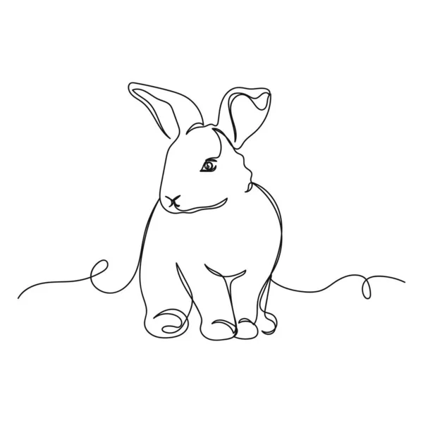 Dibujo Continuo Una Línea Conejito Bebé Conejo Pascua Silueta Sobre — Vector de stock