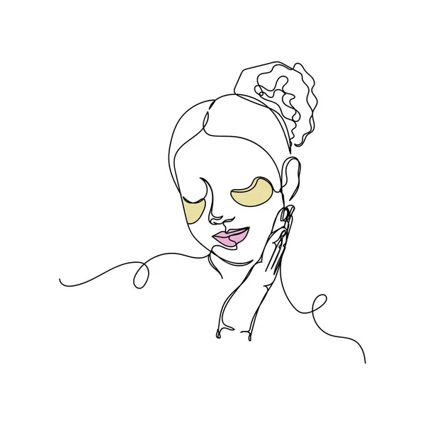 Непрерывный Однострочный Рисунок Женской Концепции Красивой Косметики Силуэте Белом Фоне — стоковый вектор
