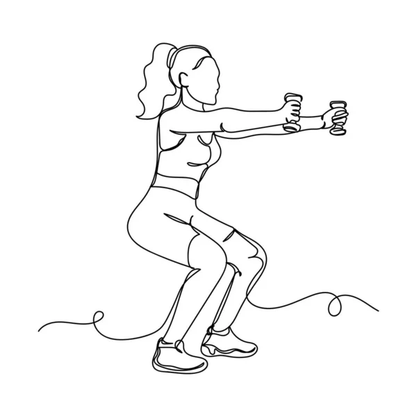 Nepřetržitá Jednořádková Kresba Sportovního Konceptu Gymnastická Žena Fitness Siluetě Bílém — Stockový vektor
