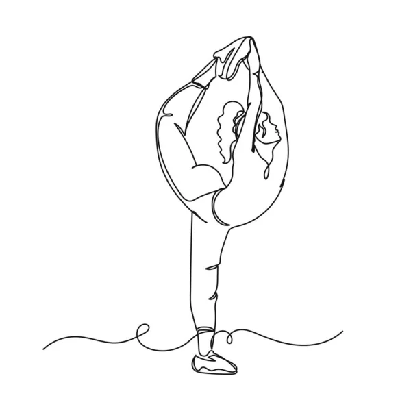 Непрерывный Однолинейный Рисунок Фитнес Атлетичной Красивой Молодой Женщины Силуэте Белом — стоковый вектор