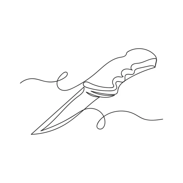 Непрерывный Однолинейный Рисунок Складного Ножа Силуэтом Белом Фоне Линейная Стилизация — стоковый вектор