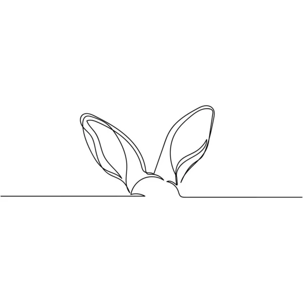 Vector Continuous One Single Line Drawing Rabbit Ears Easter Concept — Stock Vector