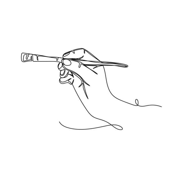 Vektor Illustration Kontinuierlich Eine Einzige Zeichenzeichnung Des Pinsels Der Hand — Stockvektor
