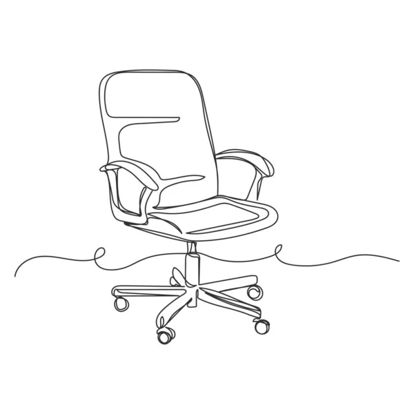 Vecteur Continu Une Seule Ligne Dessin Chaise Bureau Silhouette Sur — Image vectorielle