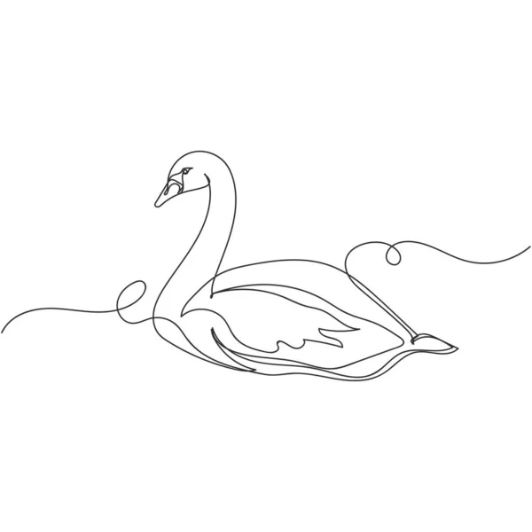 Vetor Contínuo Desenho Linha Única Cisne Silhueta Fundo Branco Estilizado — Vetor de Stock