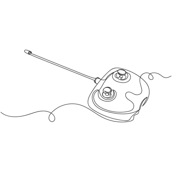 Векторный Непрерывный Однолинейный Рисунок Радиопульта Дистанционного Управления Силуэте Белом Фоне — стоковый вектор