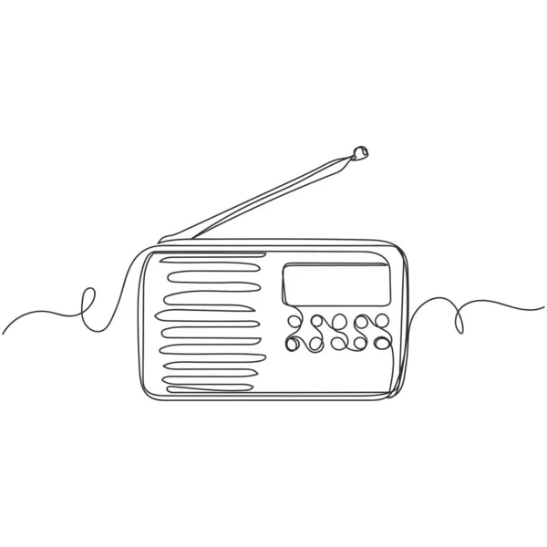 Beyaz Arka Planda Radio Player Silüet Halindeki Tek Çizgi Çizimini — Stok Vektör