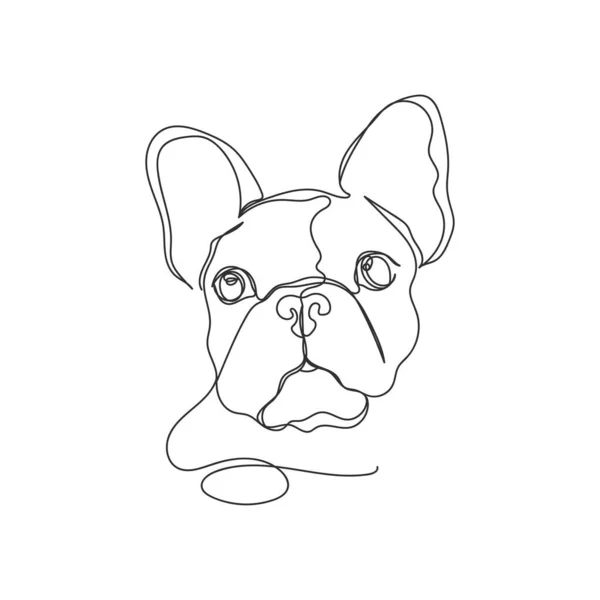 Vector Continuous One Single Line Drawing Puppy French Bulldog Logotype — Stock Vector