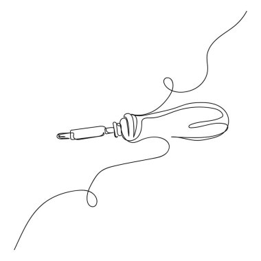 Beyaz arkaplan üzerinde siluet araçların tek bir çizgi çizimi sürekli vektör. Doğrusal biçimlendirilmiş.