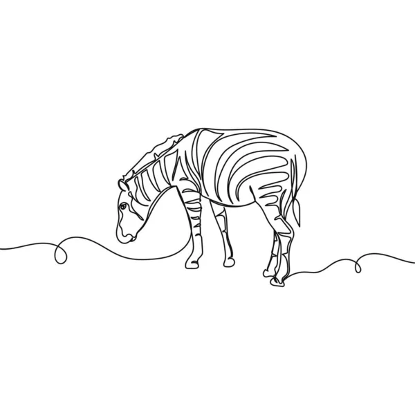 Vettore Continuo Una Singola Linea Disegno Sorprendente Animale Zebra Silhouette — Vettoriale Stock