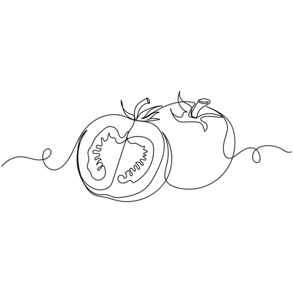 Vecteur Continu Une Seule Ligne Dessin Tomates Fraîches Silhouette Sur — Image vectorielle
