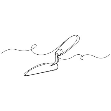 Beyaz arkaplan üzerinde siluet halinde mala aracının sürekli tek çizgi çizimi. Doğrusal biçimlendirilmiş.